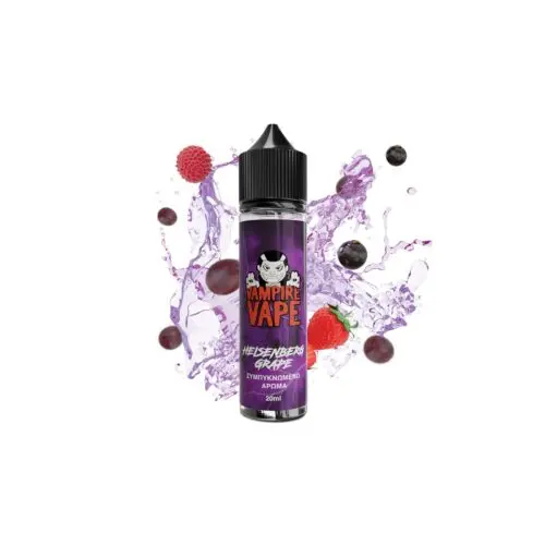 vampire-vape-heisenberg-grape-flavor-shot-60ml-stafili-wakeandvape-500x500 Υγρό αναπλήρωσης για ηλεκτρονικό τσιγάρο με πλούσια γεύση και έντονο άρωμα για μοναδική εμπειρία ατμίσματος. Κατάλληλο για όλα τα ηλεκτρονικά τσιγάρα και συμβατό με όλες τις συσκευές vape, προσφέρει ισορροπημένο χτύπημα και απολαυστικό vaping καθ’ όλη τη διάρκεια της ημέρας. Ιδανική επιλογή για όσους αναζητούν ποιοτικά υγρά αναπλήρωσης για καθημερινό άτμισμα. Το vampire-vape-heisenberg-grape 60ml flavorshot με γεύση σταφύλι περιέχει 20ml pg και κατατάσσεται στα φρουτένια είδη υγρών.